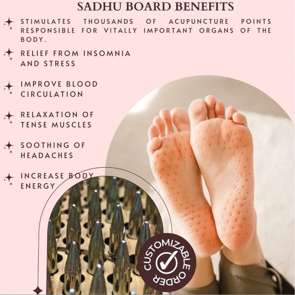 Set of 2 Sadhu Boards 10 mm, Acupuncture, Handmade ๐ yoga board meditation - Picture 4 of 11